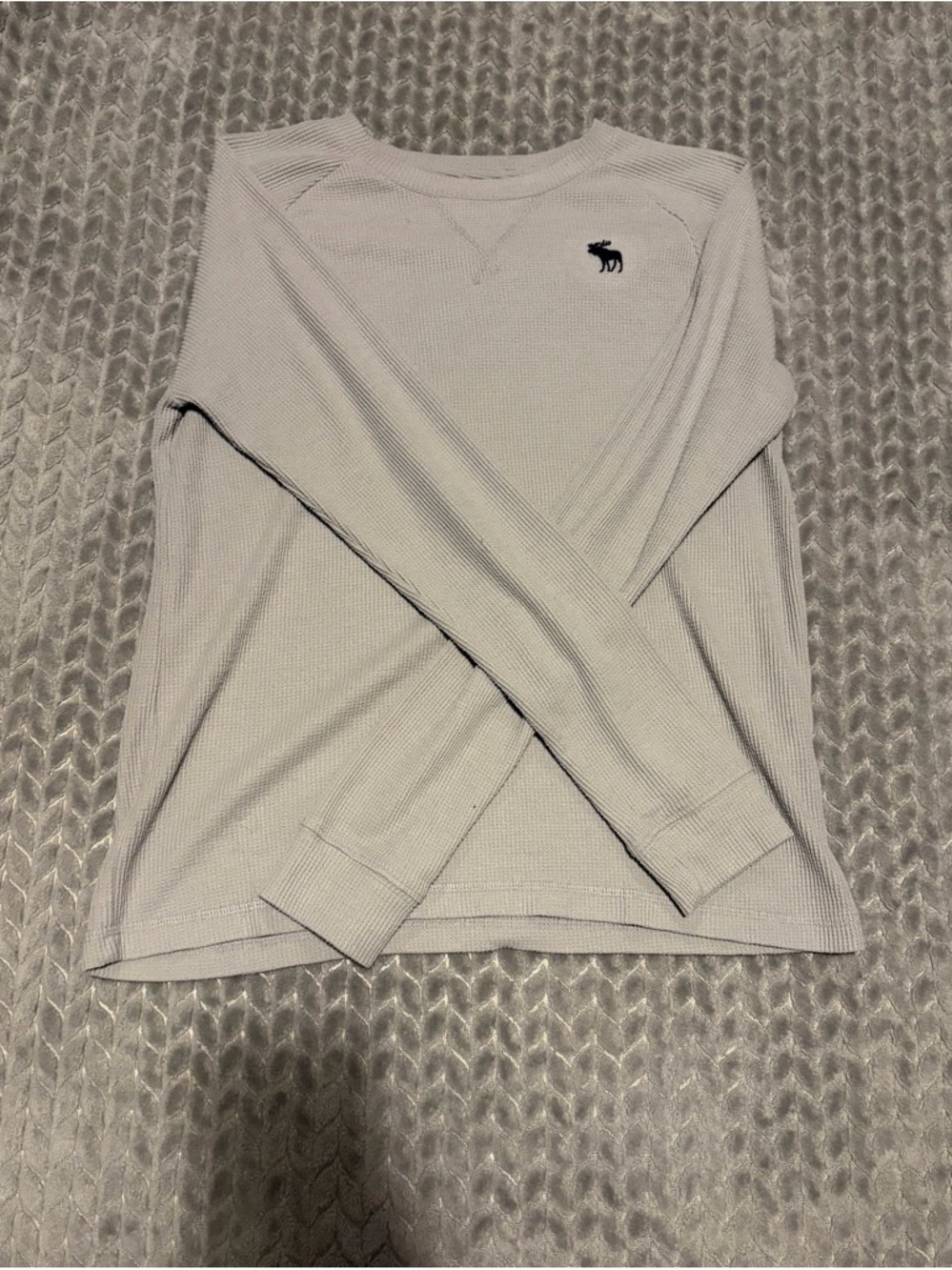 abercrombie kids gray waffle knit crew long sleeve